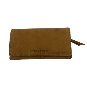 Spikes And Sparrows Leather Multi Compartment Smooth Wallet Tan Flap Snap Long